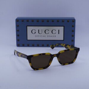 Gucci GG1539S 005 Square Sunglasses - Yellow Spotted Havana/Brown